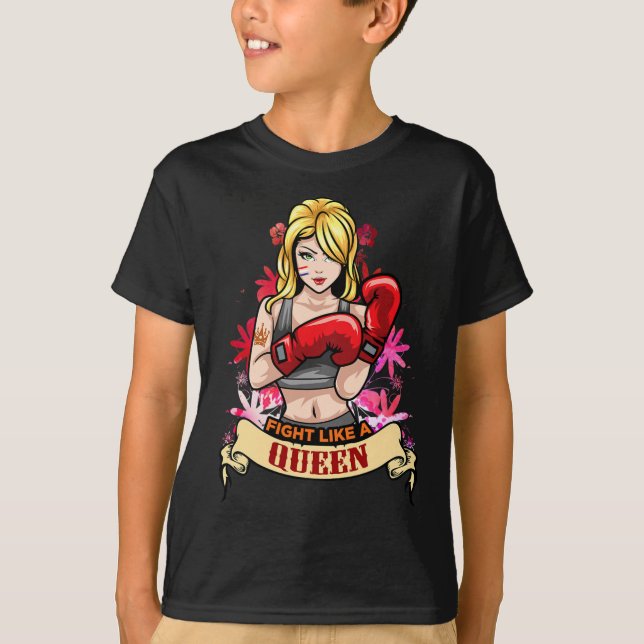 Camiseta Mujer Fuerte Empoderada Boxeo Kickboxing Chica Fit (Anverso)