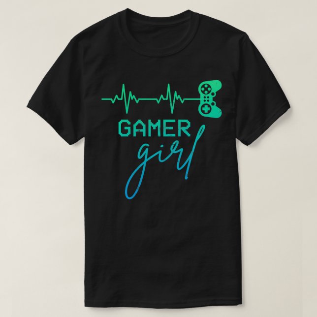Camiseta Mujer Gamer Cute Gamer Chica Heartbeat Girly Vide (Diseño del anverso)