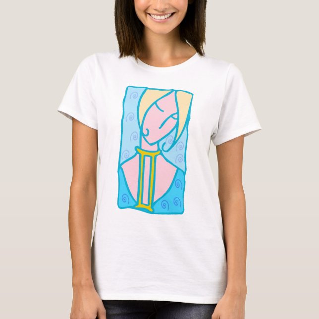 Camiseta Mujer gemini 1920 de azul con símbolo (Anverso)