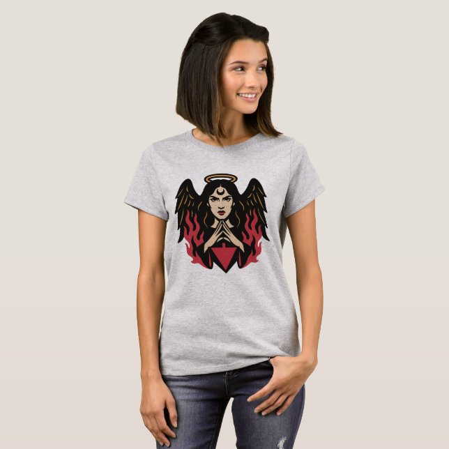 Camiseta Mujer Gótica Misteriosa - Fantasía Oscura (Anverso completo)