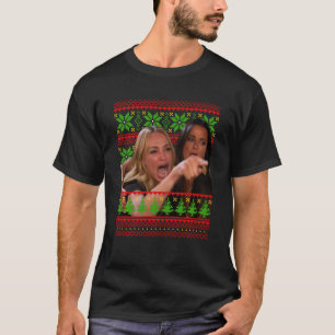Camiseta Mujer Gritando A Un Gato Meme De Famosos Navidades