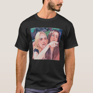 Camiseta Mujer gritando en la mesa meme de gato dank meme