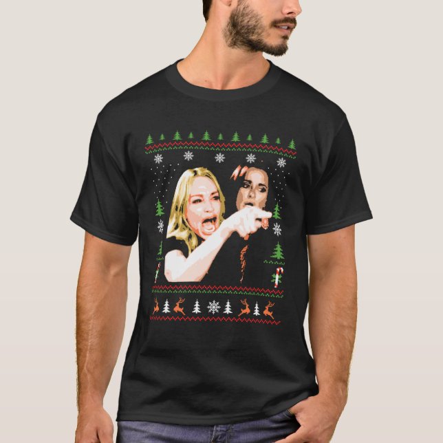 Camiseta Mujer gritando en un meme a Navidades feos (Anverso)