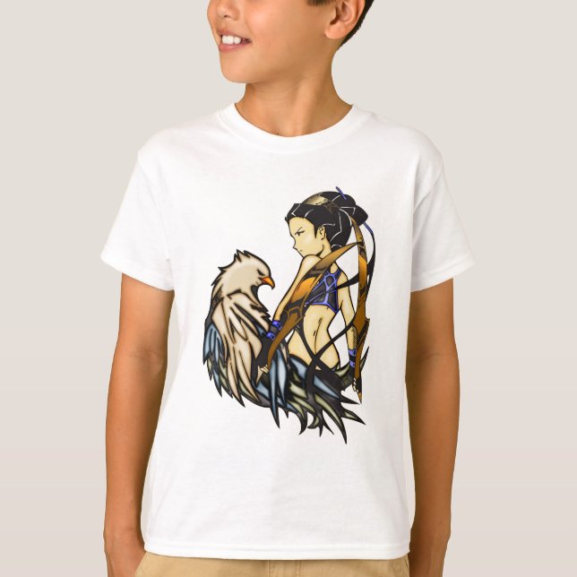 Camiseta Mujer guerrera asiática y águila (Anverso)