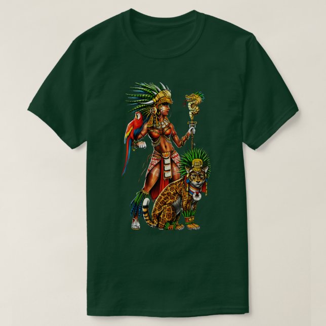Camiseta Mujer guerrera azteca jaguar (Diseño del anverso)