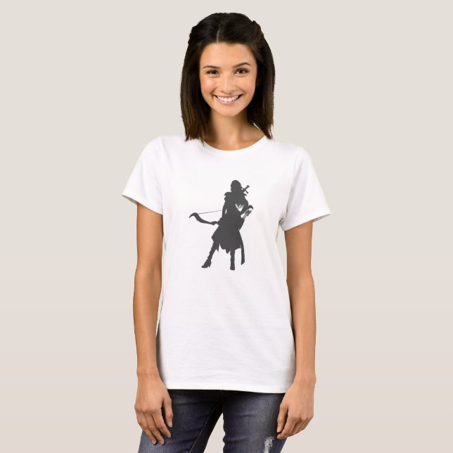 Camiseta Mujer guerrera de silueta - Elige color de fondo (Anverso completo)
