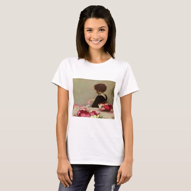 Camiseta Mujer haciendo Pot Pourri (por Herbert Draper) (Anverso completo)