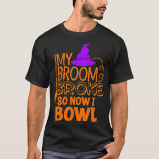 Camiseta Mujer Halloween Diez Pin Bowling Strike Funny Witc