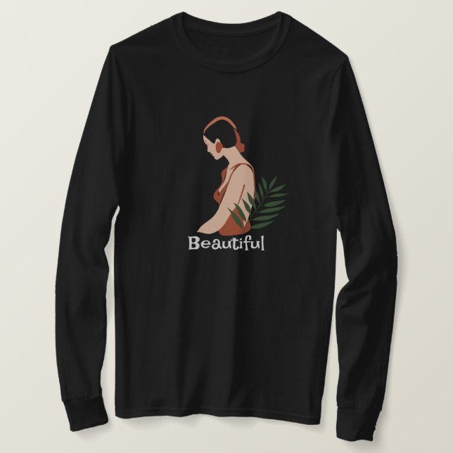 Camiseta Mujer hermosa personalizada en el estanque Negro (Anverso del diseño)