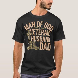 Camiseta Mujer Hombre De Dios Veterano Esposo Papá Christia