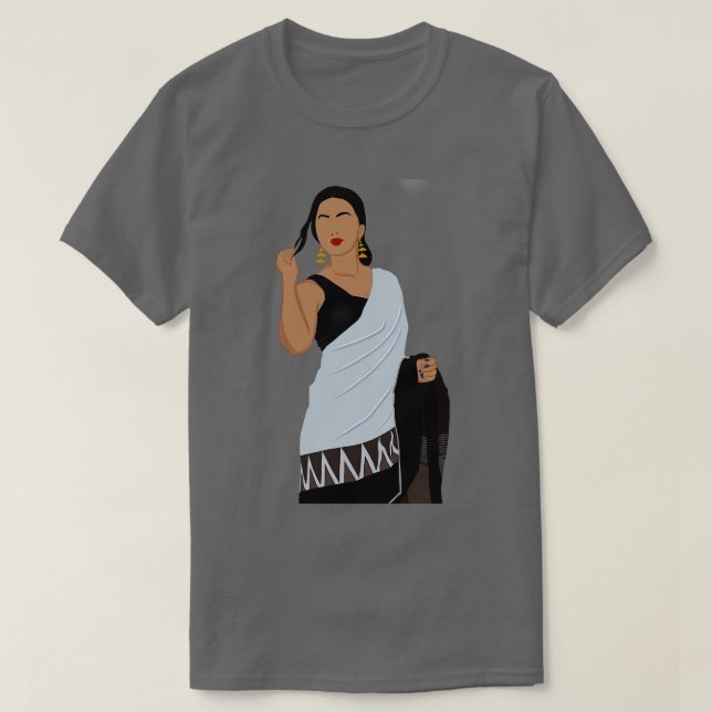 Camiseta Mujer india sin rostro en blanco y negro sin manga (Diseño del anverso)