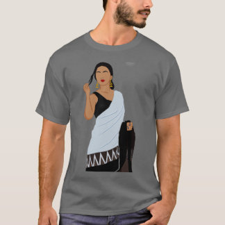 Camiseta Mujer india sin rostro en blanco y negro sin manga