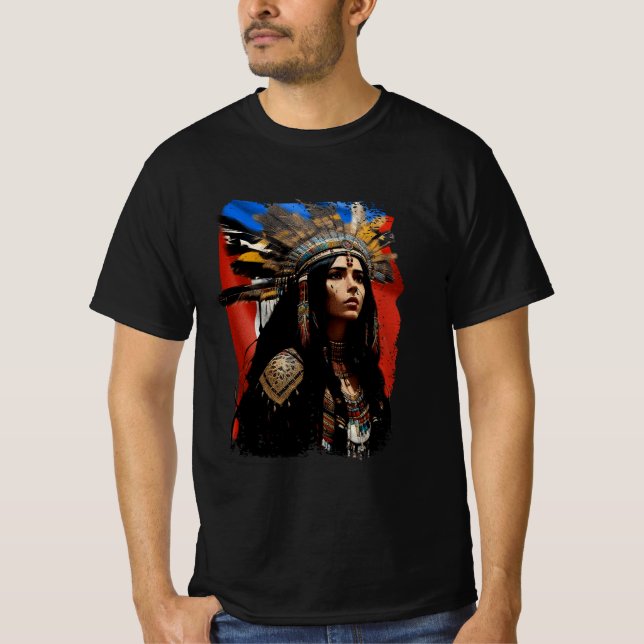 Camiseta Mujer indígena taína Bandera puertorriqueña Caribe (Anverso)