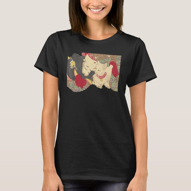 Camiseta Mujer japonesa con gatos (Anverso)