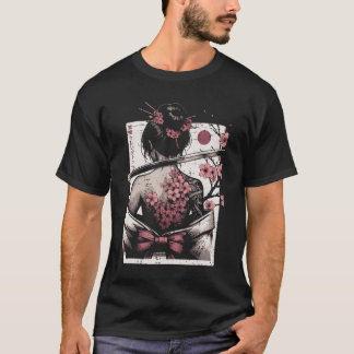 Camiseta Mujer Japonesa Flor de Cerezoattoo Arte Geisha Muj