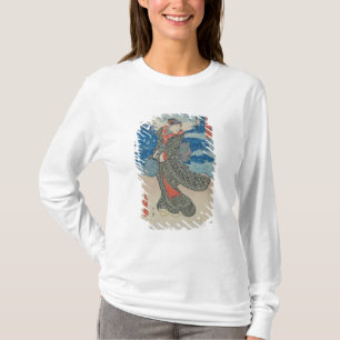 Camiseta Mujer japonesa por el mar (impresión del woodbloc