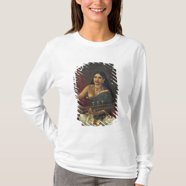 Camiseta Mujer joven con un Veena (Anverso)