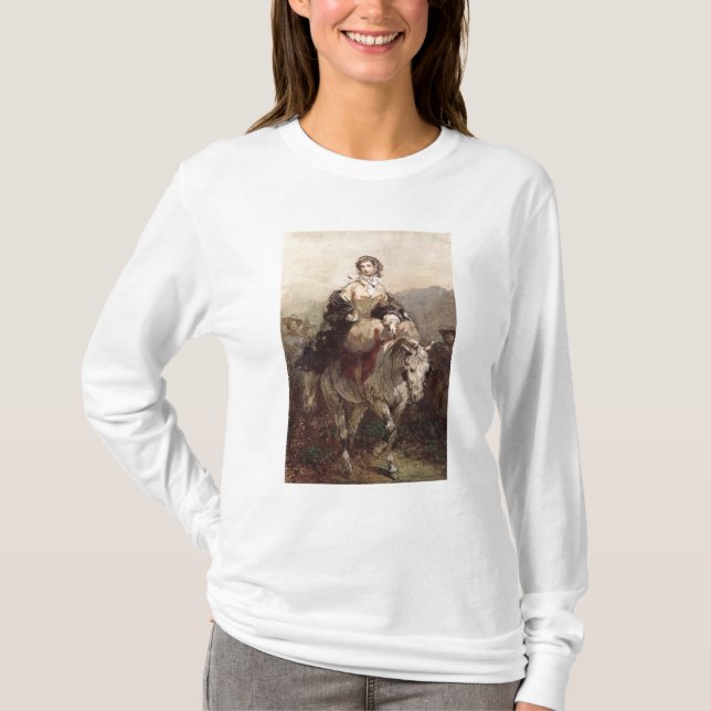 Camiseta Mujer joven en un caballo (Anverso)
