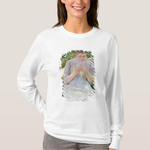 Camiseta Mujer joven que cose en el jardín, c.1880-82