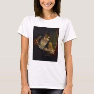 Camiseta Mujer joven que lee una letra (aceite en lona)