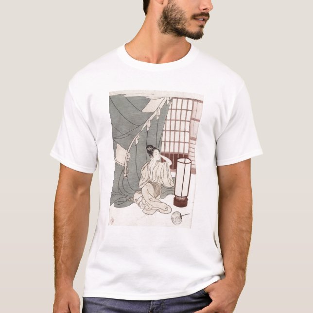 Camiseta Mujer joven que se arrodilla por su red de (Anverso)