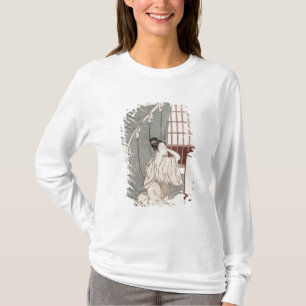 Camiseta Mujer joven que se arrodilla por su red de