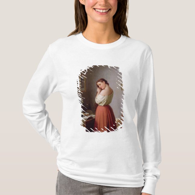 Camiseta Mujer joven que trenza su pelo (Anverso)