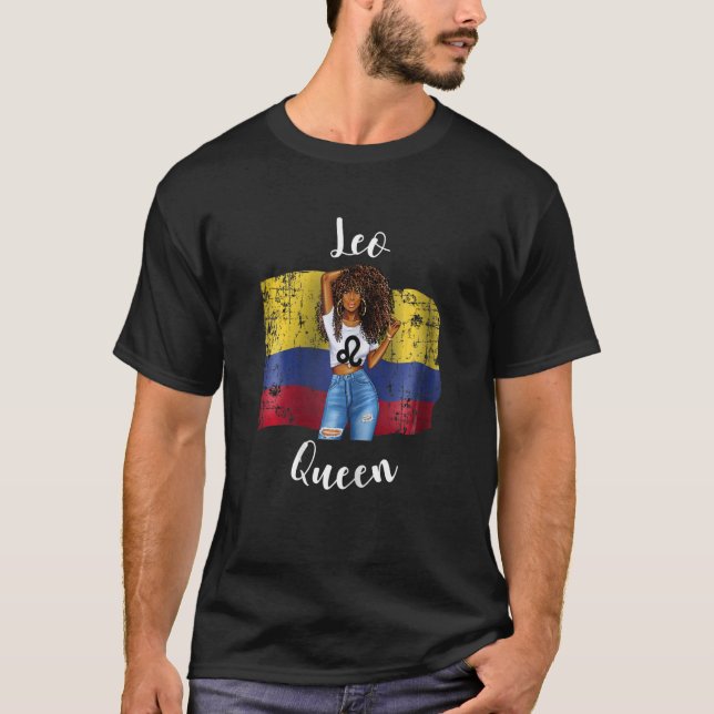 Camiseta Mujer Leo Reina de Colombia Birt Afro Colombiano (Anverso)
