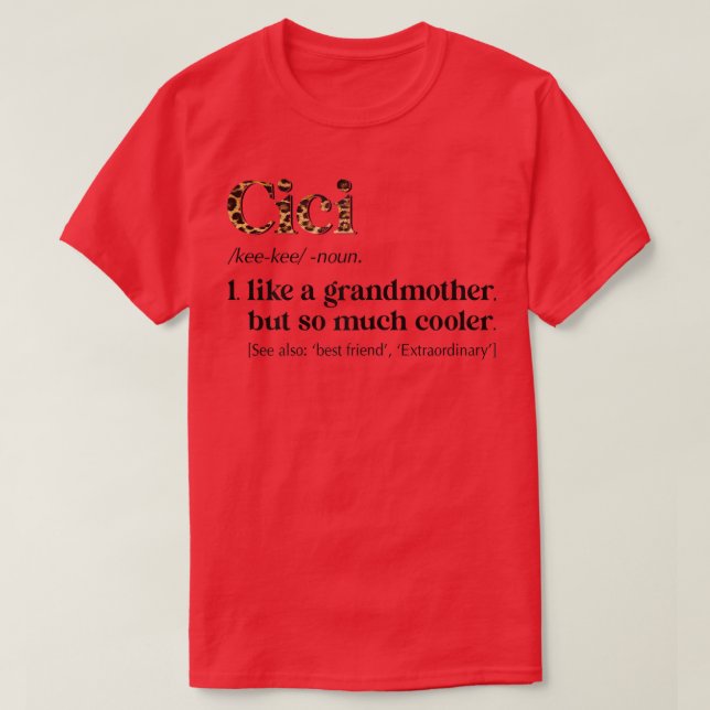 Camiseta Mujer Leopard Cici Definition Funny Abuela Regalo  (Diseño del anverso)