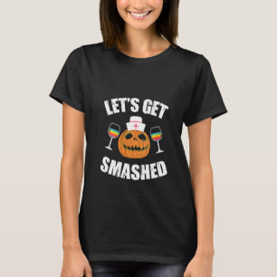 Camiseta Mujer Lgbt Enfermera Calabaza Cara Vino Disfraces