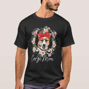 Camiseta Mujer linda corgi mamá flor perro