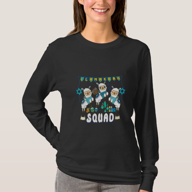 Camiseta Mujer Llamakkah Squad Funny Hanukkah Llama Appare (Anverso)