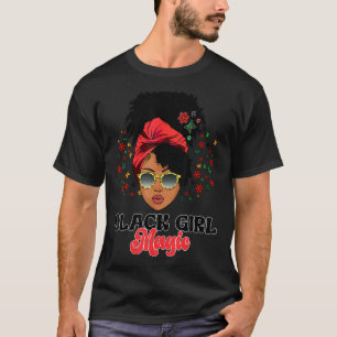 Camiseta Mujer mágica Chica negra con mariposas y flores
