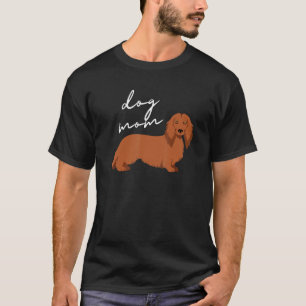 Camiseta Mujer Mamá Perro Dachshund Pelirrojo de Pelo Largo