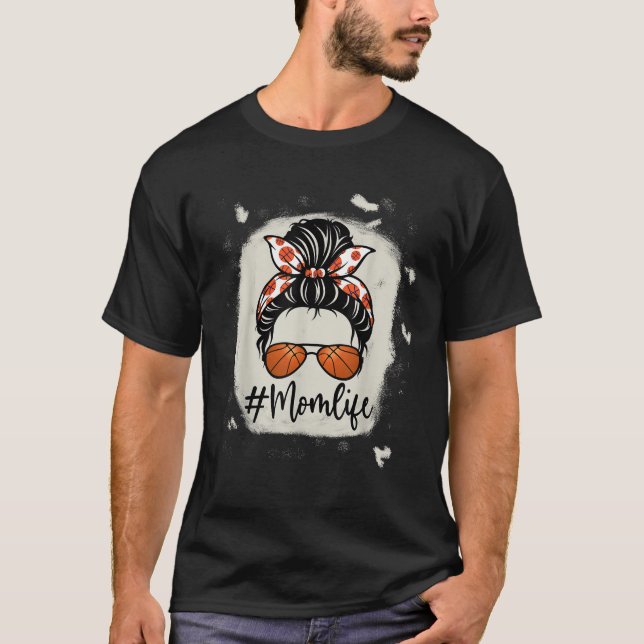 Camiseta Mujer Mamá Vida Baloncesto Bleacheds Baloncesto Mo (Anverso)