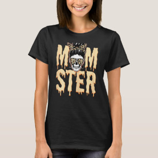 Camiseta Mujer mami cráneo madre monstruo Naranja leopardo