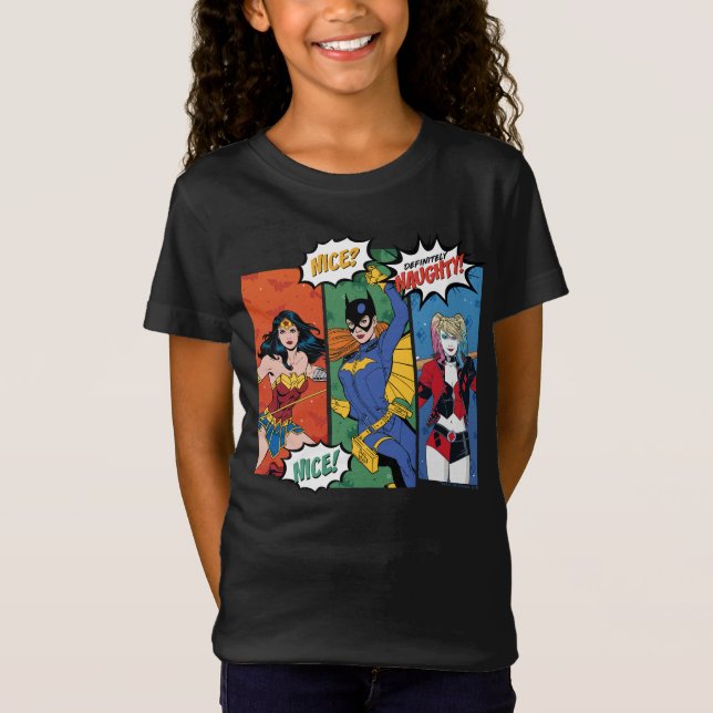 Camiseta Mujer Maravilla, Batgirl y Harley Quinn Holiday (Anverso)