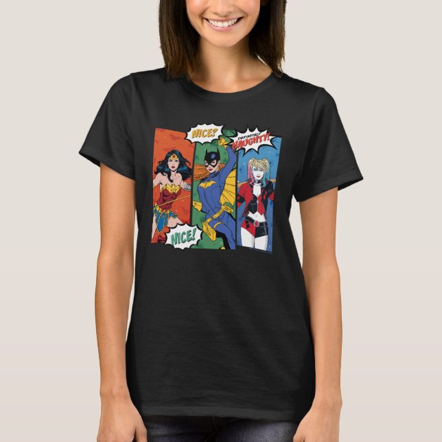 Camiseta Mujer Maravilla, Batgirl y Harley Quinn Holiday (Anverso)