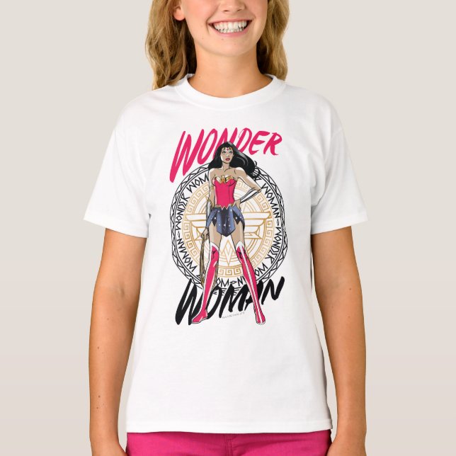 Camiseta Mujer Maravilla Con Emblema Tribal Griego (Anverso)