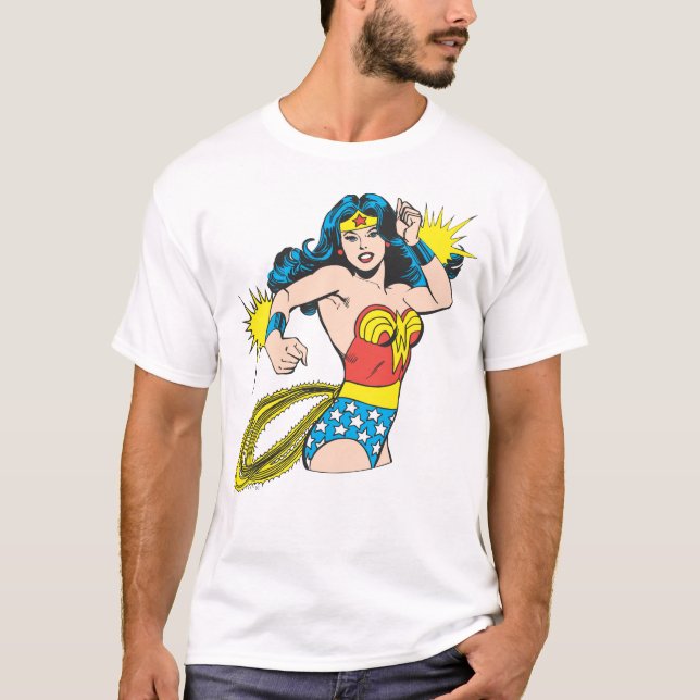 Camiseta Mujer Maravilla con esposas brillantes (Anverso)