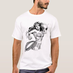 Camiseta Mujer Maravilla: Defensor Blanco y Negro