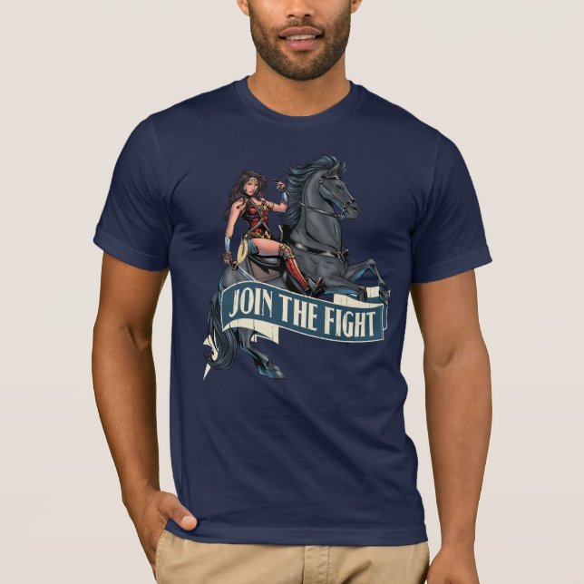 Camiseta Mujer maravilla en arte de historietas de caballos (Anverso)