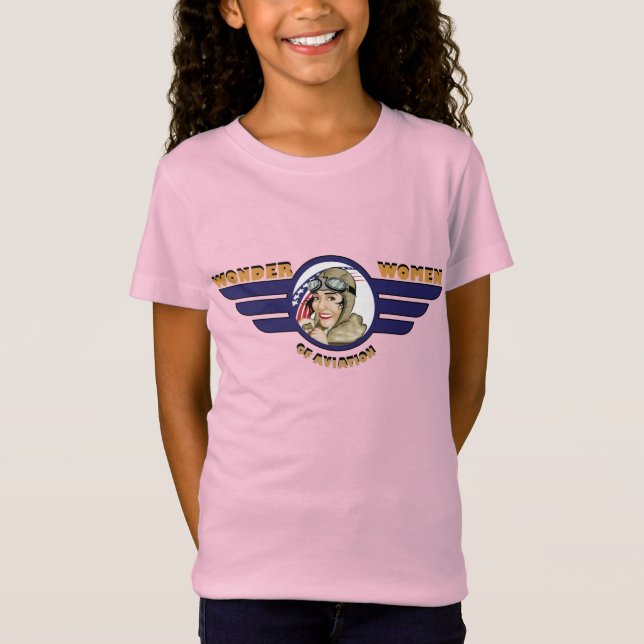 Camiseta Mujer Maravilla Juvenil de Aviación (Anverso)