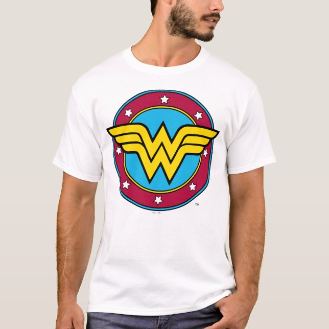 Camiseta Mujer Maravilla | Logo Círculo y Estrellas (Anverso)