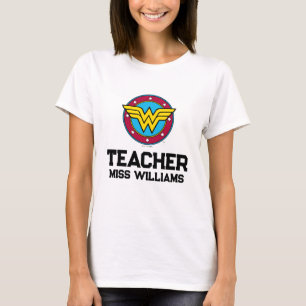 Camiseta Mujer Maravilla   Logo Círculo y Estrellas