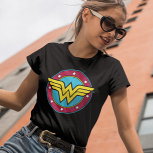 Camiseta Mujer Maravilla Logo Círculo y Estrellas