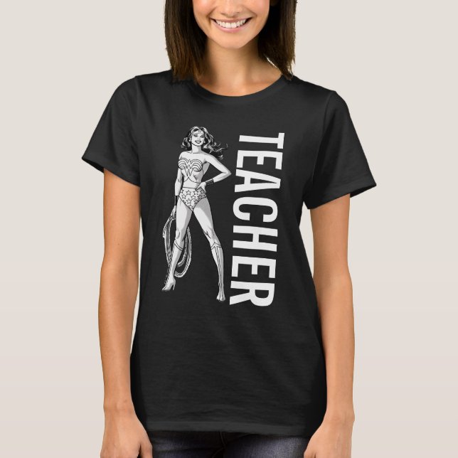 Camiseta Mujer Maravilla Maestra De Pose Blanco Y Negro (Anverso)
