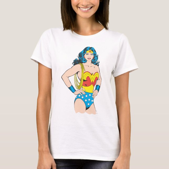Camiseta Mujer Maravilla | Vintage Pose con Lasso (Anverso)