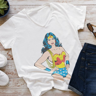 Camiseta Mujer Maravilla Vintage Pose con Lasso