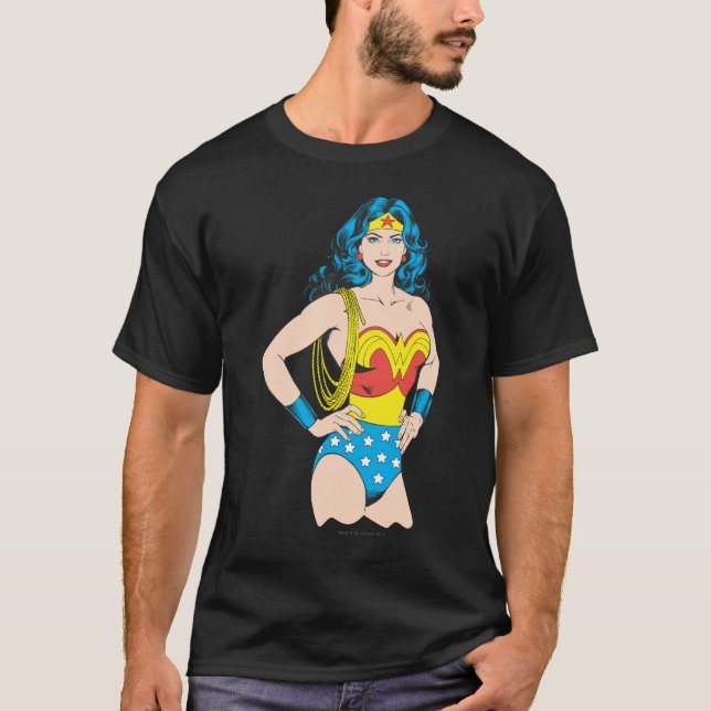 Camiseta Mujer Maravilla | Vintage Pose con Lasso (Anverso)